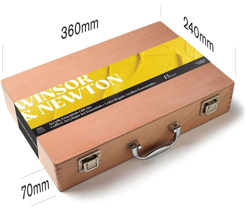 „Winsor Newton“ – „Galeria“ akrilinių medinių dažų rinkinys, 8 x 60 ml + priedai (839986)
