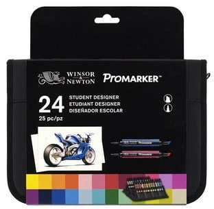 Winsor & Newton - „Promarker“ rinkinys – studentams, 24 vnt. + dėklas