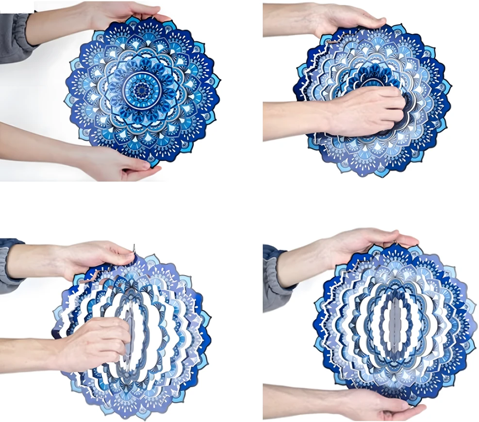 Wisząca Kabantis suktukas-vėjo gaudyklės ornamentas 12 colių 3D mandala taikos sodui