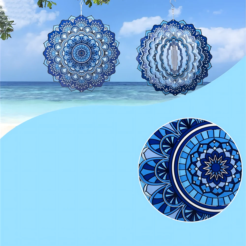 Wisząca Kabantis suktukas-vėjo gaudyklės ornamentas 12 colių 3D mandala taikos sodui
