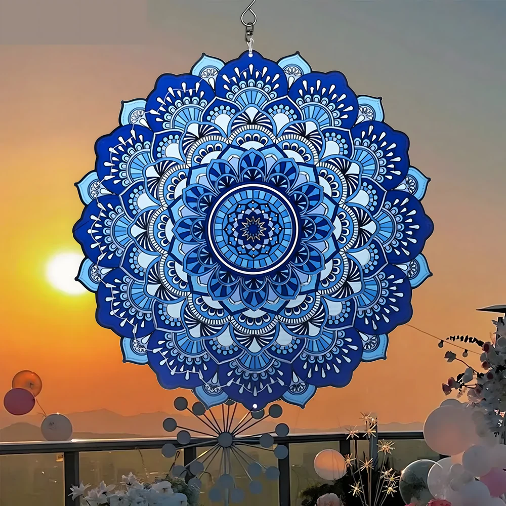 Wisząca Kabantis suktukas-vėjo gaudyklės ornamentas 12 colių 3D mandala taikos sodui