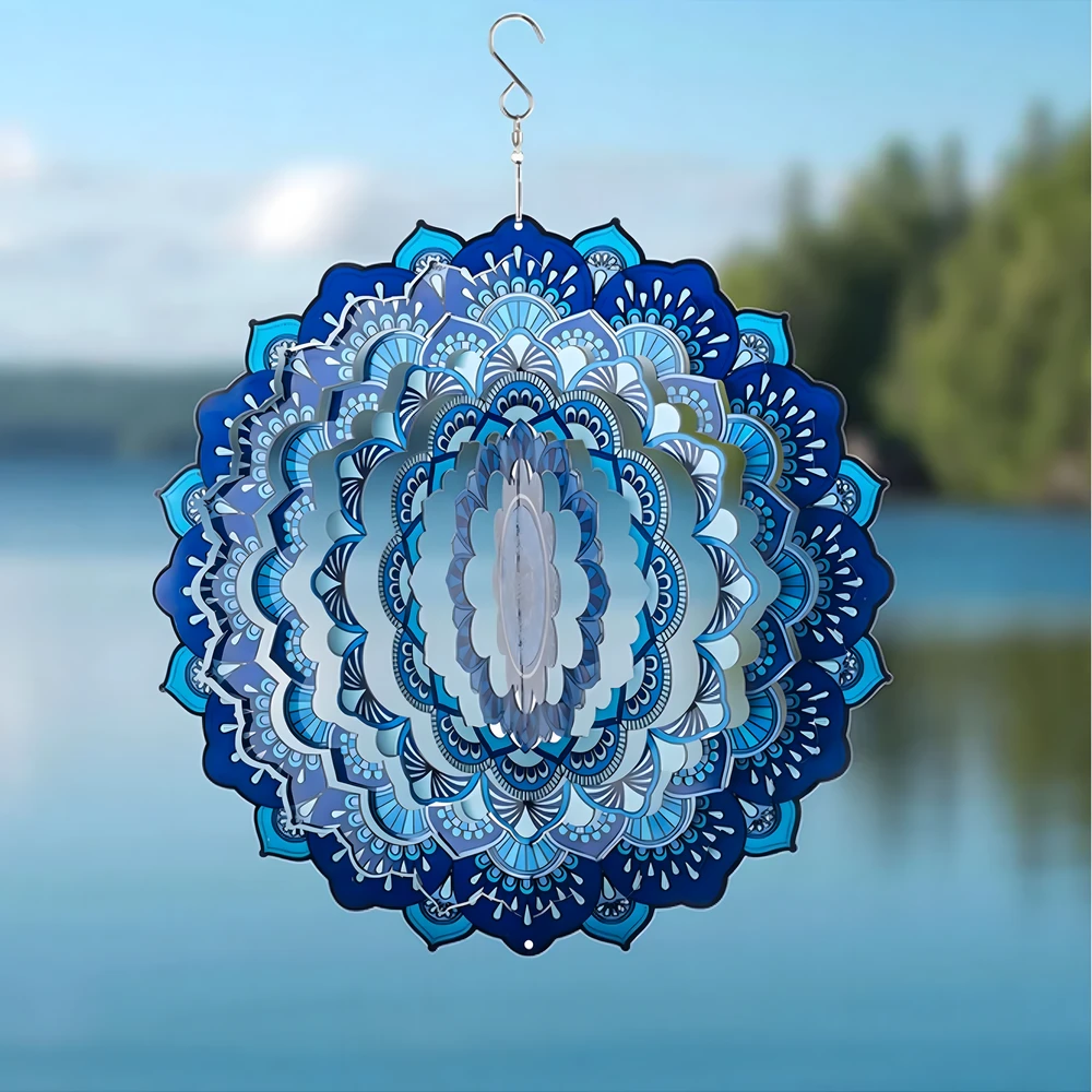 Wisząca Kabantis suktukas-vėjo gaudyklės ornamentas 12 colių 3D mandala taikos sodui