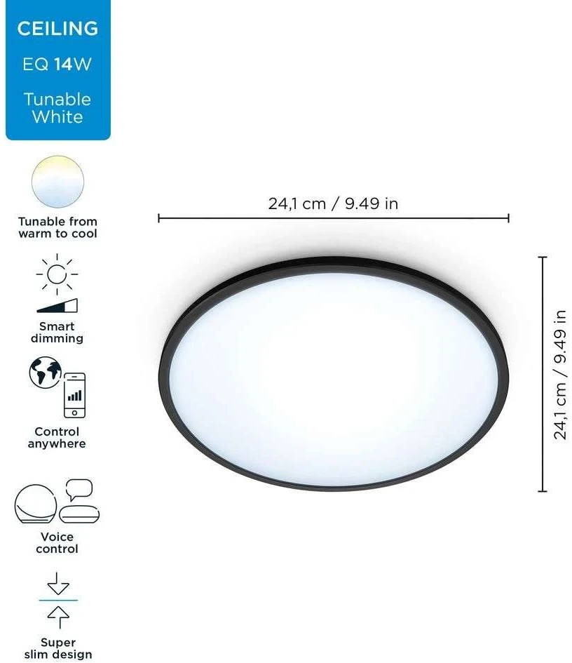 WIZ - SuperSlim WiZ lubinis šviestuvas 14W B RD 27-65K TW