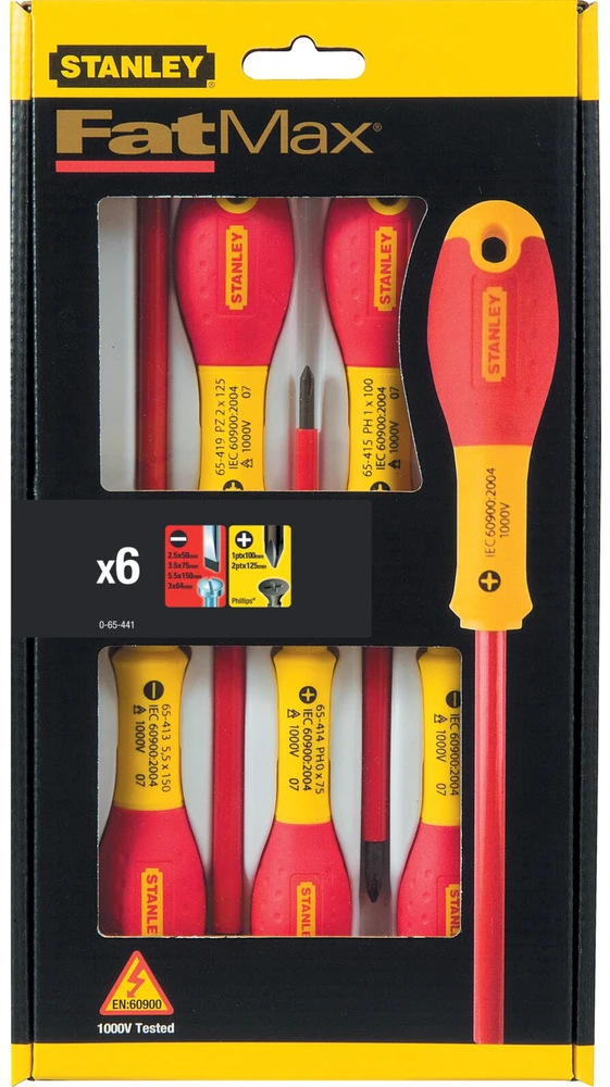 Stanley 065443 FatMax atsuktuvų rinkinys izoliuotas (6 dalys), įvairiaspalvis