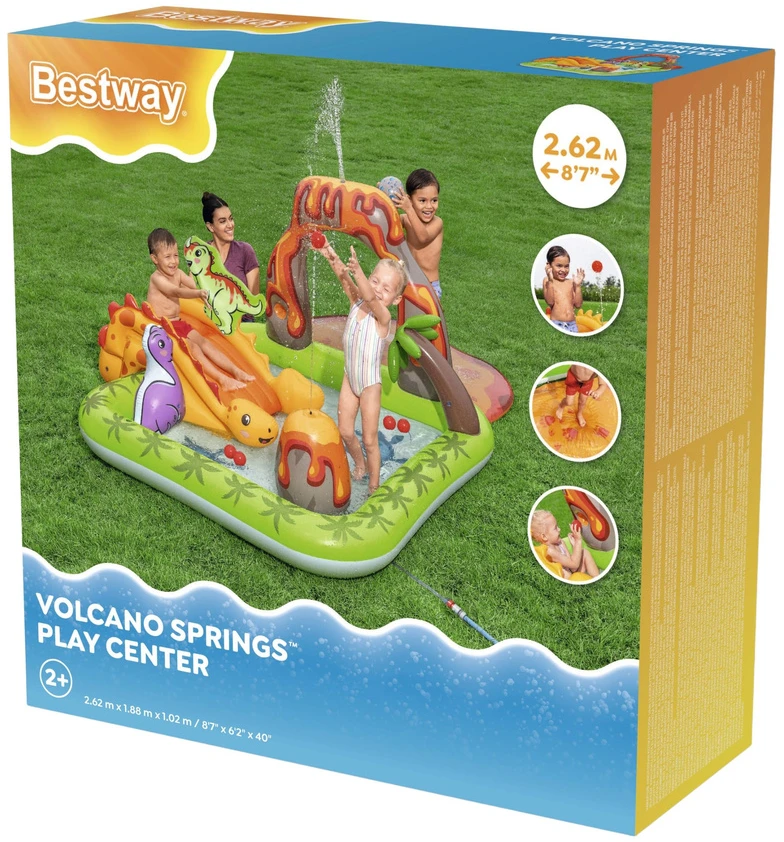 Bestway Vanduo žaidimų aikštelė DINOZAURAI 262x188x102cm su čiuožykla ir priedais 53172