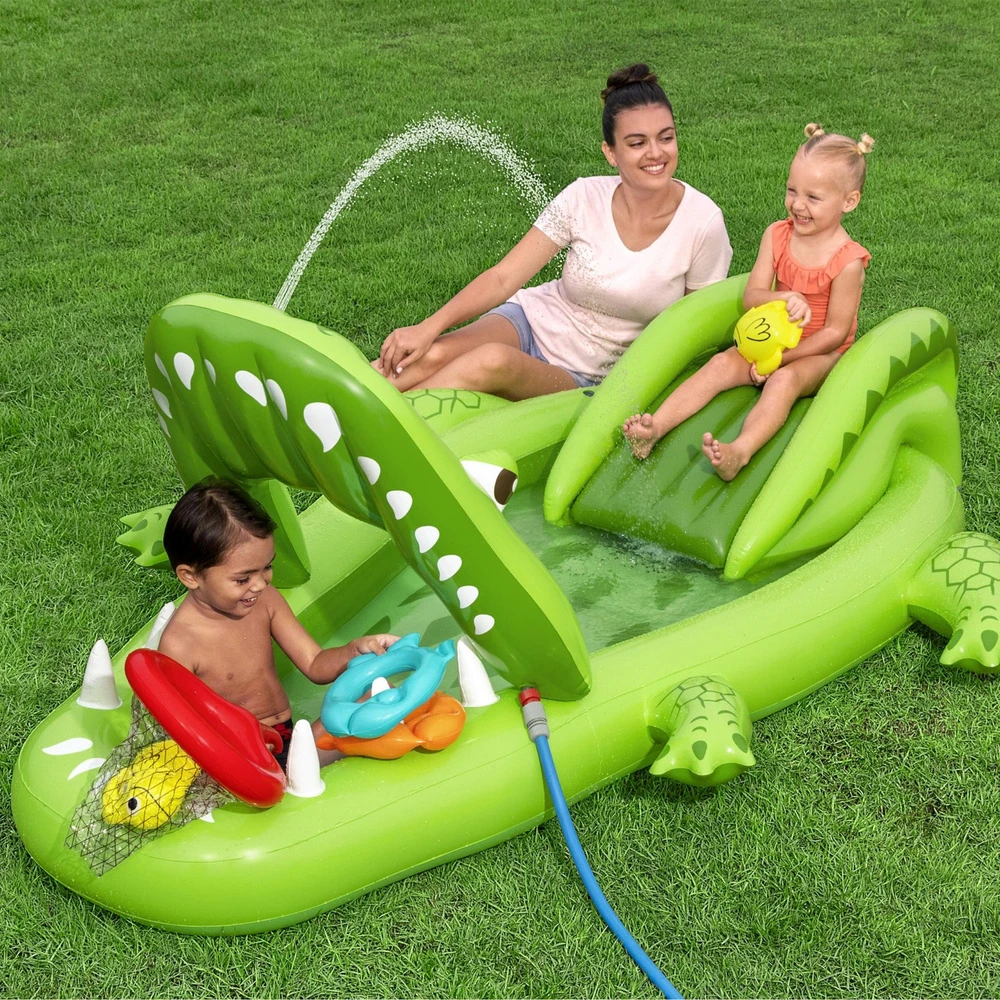 Bestway Vanduo žaidimų aikštelė KROKODILAS 234x163x87cm + Čiuožykla ir priedai 53169