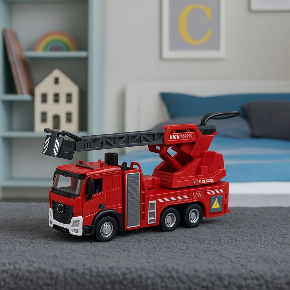 Lean Toys Gaisrinės mašina su strėle ir vandens purkštuvu