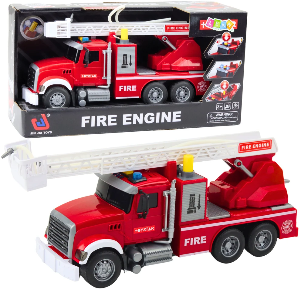 Lean Toys Didelis gaisrinės automobilis su garso, šviesos ir vandens funkcijomis