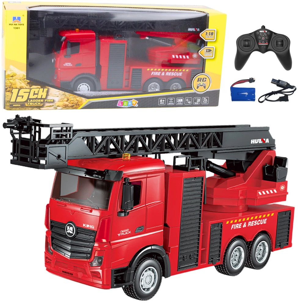 Huina Nuotoliniu būdu valdoma gaisrinė su kopėčiomis HUI NA TOYS 15CH 1:18