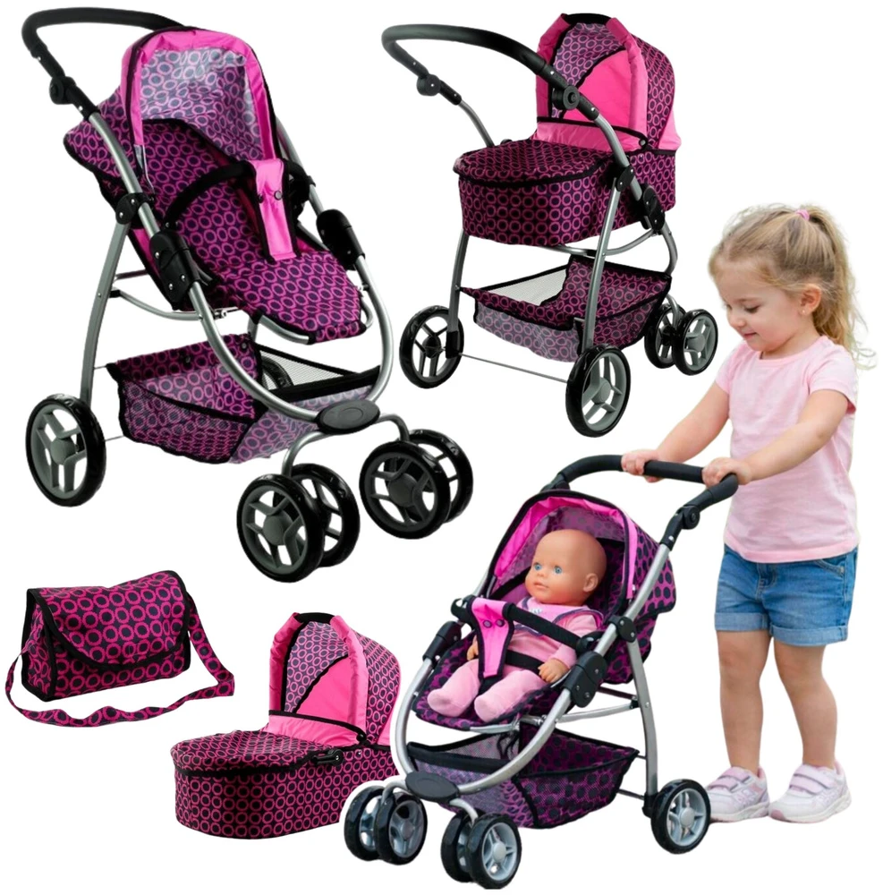Lėlių vežimėlis 2in1 Alice 8668, rožinis