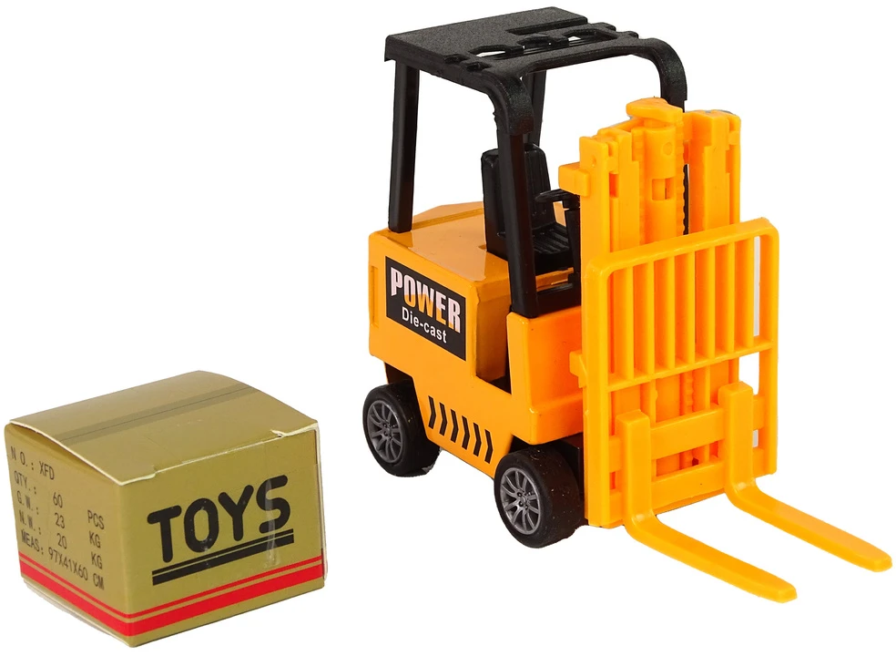 Lean Toys Žaislinis šakinis krautuvas su frikcinė pavara LeanToys, geltonas
