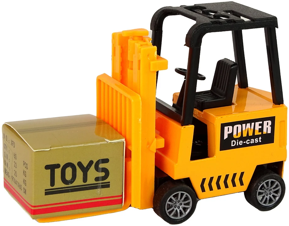 Lean Toys Žaislinis šakinis krautuvas su frikcinė pavara LeanToys, geltonas