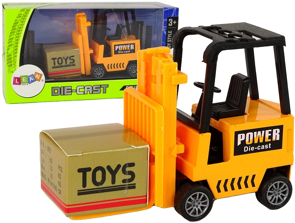 Lean Toys Žaislinis šakinis krautuvas su frikcinė pavara LeanToys, geltonas