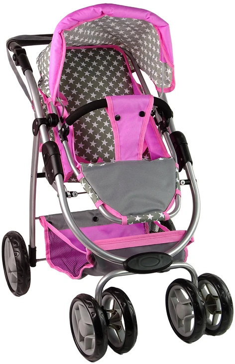 Alice Lėlių vežimėlis Lean Toys 2in1 su krepšiu, pilkas