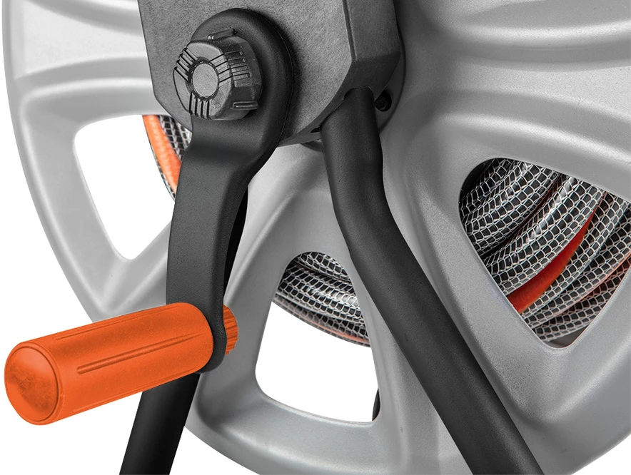 Neo Tools Vežimėlis Sodo žarnos vežimėlis, metalinis, iki 60 m 1/2 colio žarnos, su žarnos kreiptuvu