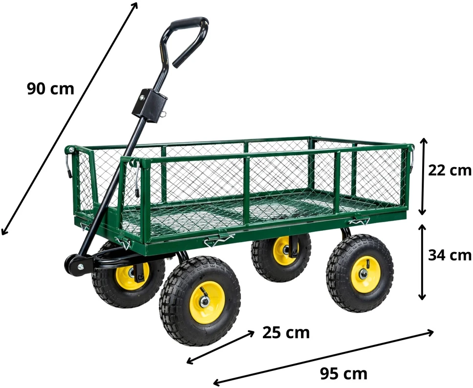 Lean Sulankstomas sodo transportavimo vežimėlis su plienine priekaba, 200 kg