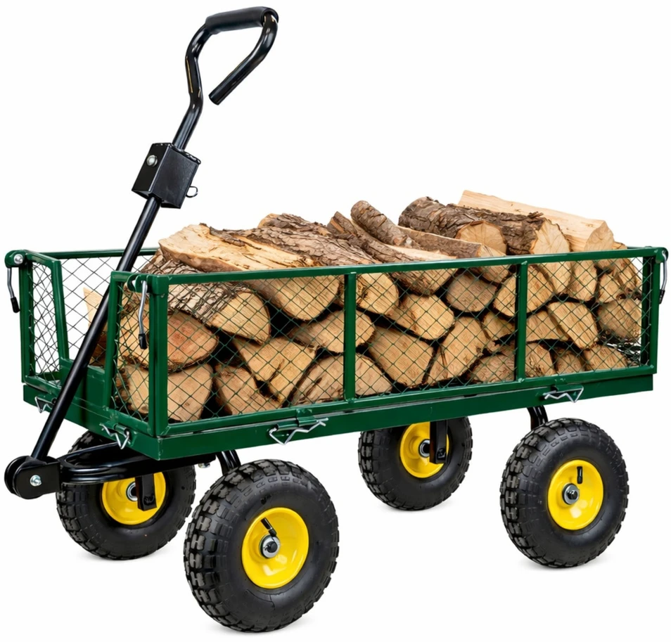 Lean Sulankstomas sodo transportavimo vežimėlis su plienine priekaba, 200 kg