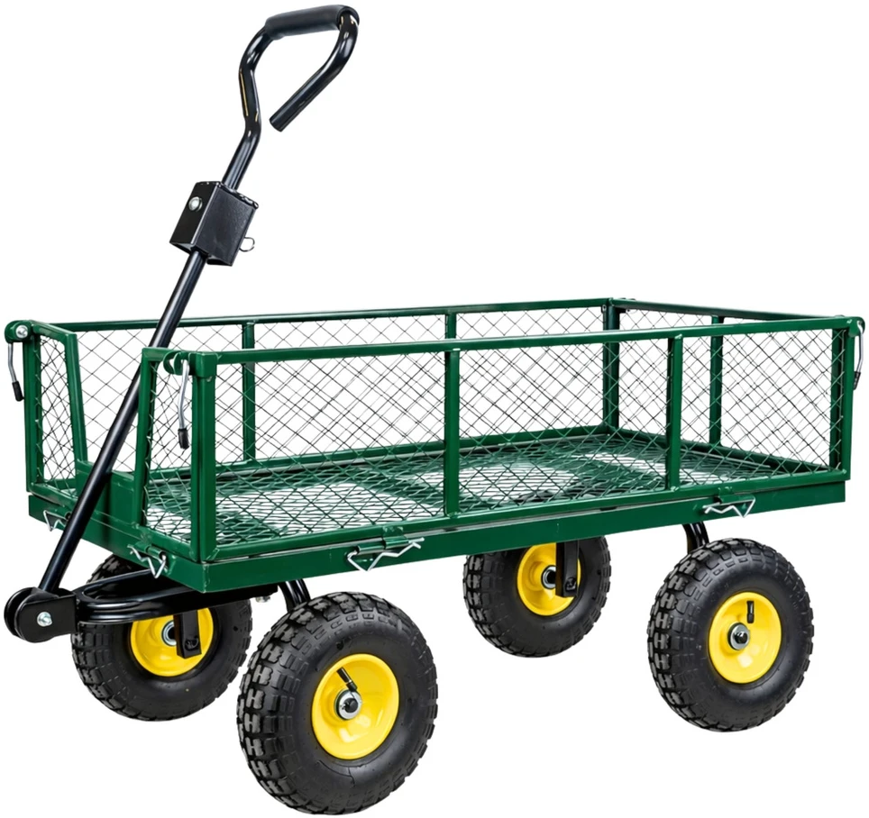 Lean Sulankstomas sodo transportavimo vežimėlis su plienine priekaba, 200 kg