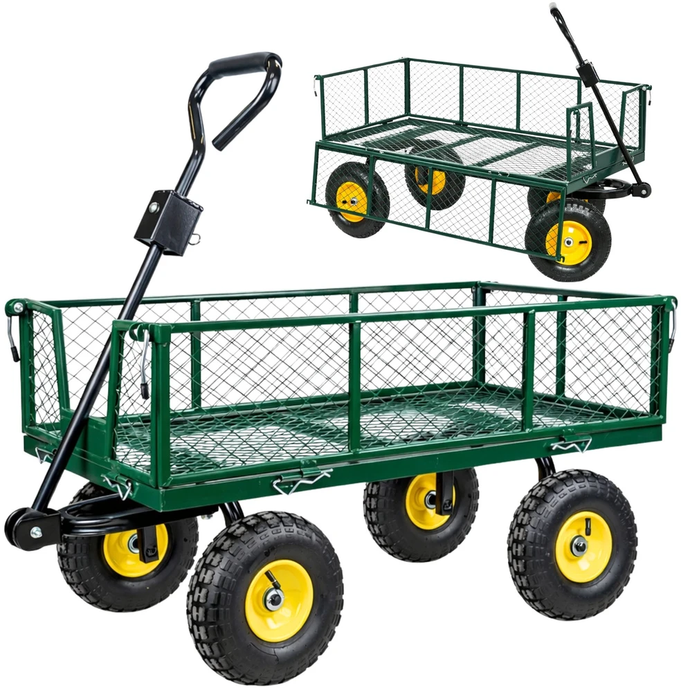Lean Sulankstomas sodo transportavimo vežimėlis su plienine priekaba, 200 kg