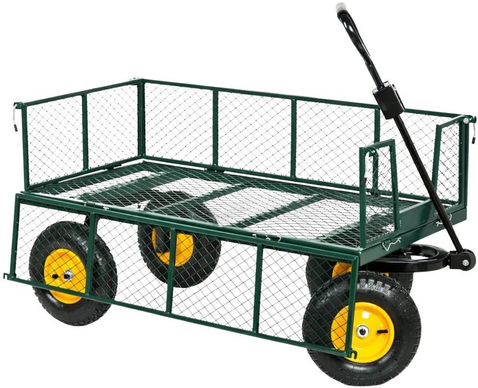 Lean Sulankstomas sodo transportavimo vežimėlis su plienine priekaba, 200 kg