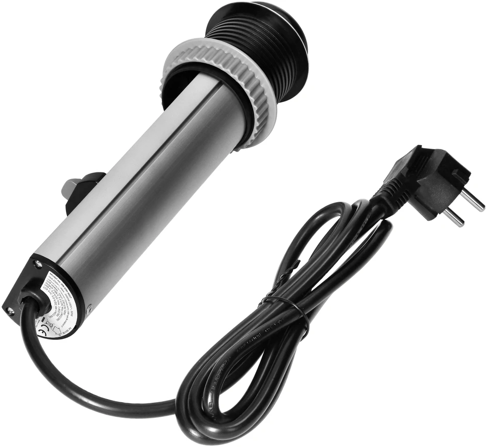 Orno Wpuszczane Įleidžiamas baldų lizdas Ø6cm su USB įkrovikliu ir 1,5m laidu, 3x2P+Z, 2xUSB (A ir C tipo), INOX