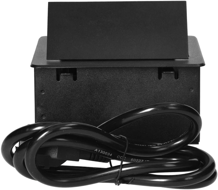 Orno Wpuszczane Įleidžiamas baldų lizdas su USB įkrovikliu ir 1,5 m laidu, 1x2P+Z, 2xUSB (A tipo, 2,1A), plokščiu frezuotu kraštu, juodas
