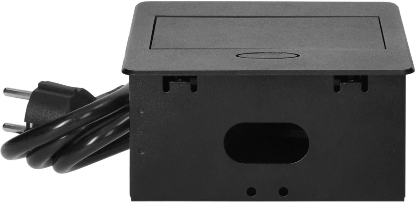 Orno Wpuszczane Įleidžiamas baldų lizdas su USB įkrovikliu ir 1,5 m laidu, 1x2P+Z Schuko, 2xUSB (A tipo, 2,1A), plokščiu frezuotu kraštu, juodas