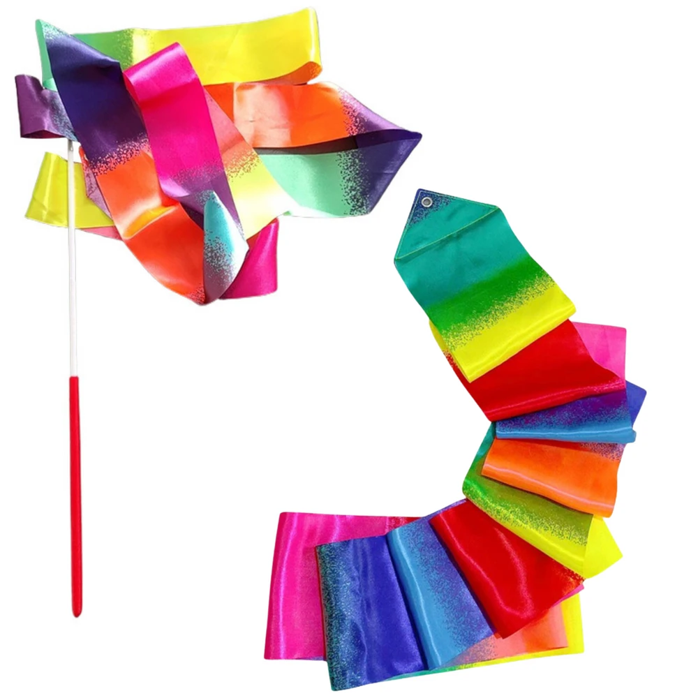 Lean Toys Gimnastikos juostelė šokių pratimams spalvota 205 x 5cm