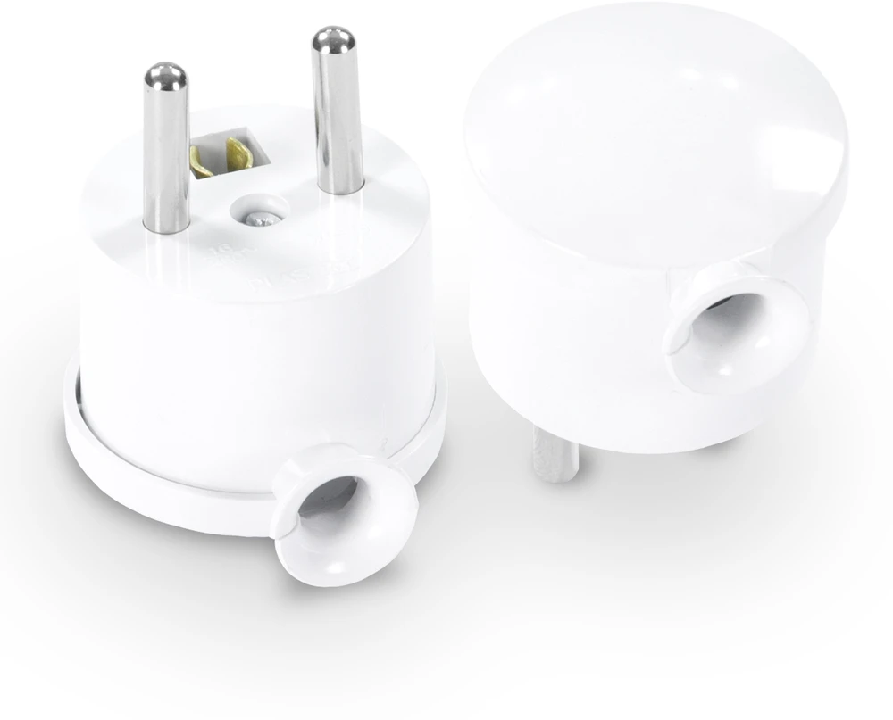 Wtyczka 2P+Z MINI kampinis kištukas, baltas