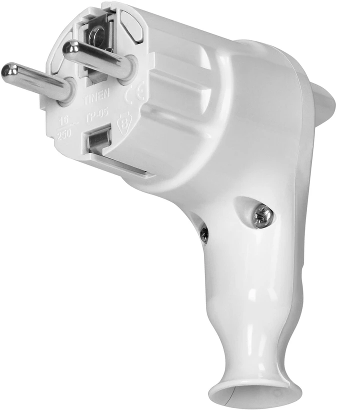 Wtyczka Uni-Schuko kampinis kištukas su išmetimo mechanizmu 16A/250V, baltas