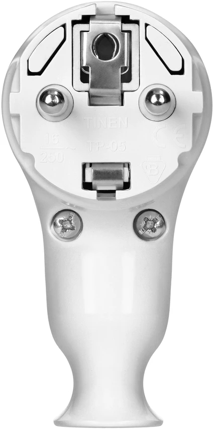 Wtyczka Uni-Schuko kampinis kištukas su išmetimo mechanizmu 16A/250V, baltas