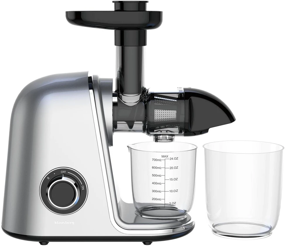 Sulčiaspaudė Lėtaeigė sulčiaspaudė vaisiams ir daržovėms, horizontali, pilka, 150 W, Klausberg, kb-7868