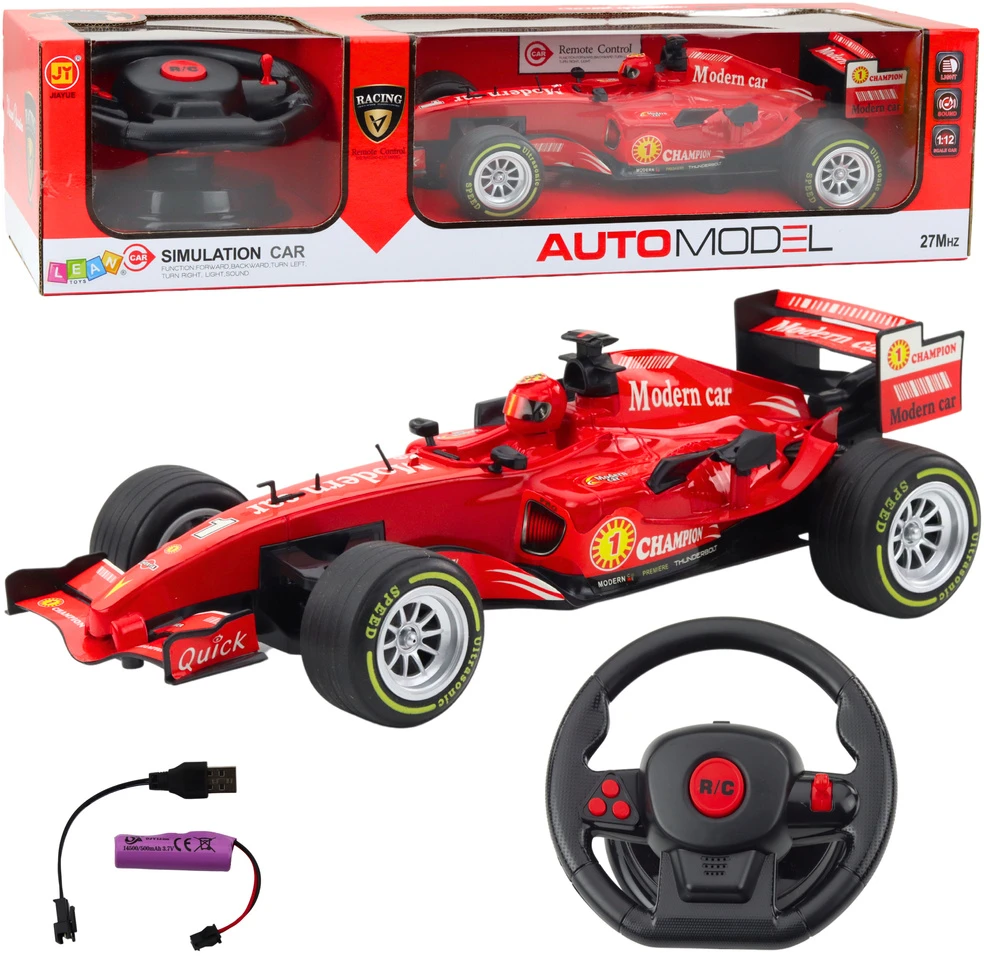 Lean Toys Nuotoliniu būdu valdomas lenktyninis automobilis 1:12 su šviesomis ir garsais