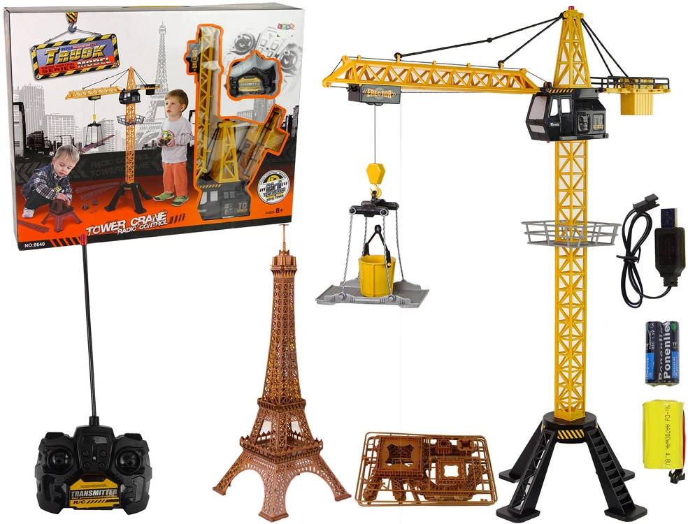 Lean Toys Žaislinis kranas su nuotoliniu valdymu 90 cm aukščio
