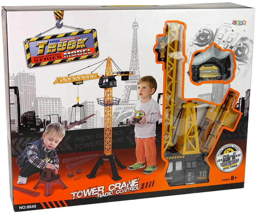 Lean Toys Žaislinis kranas su nuotoliniu valdymu 90 cm aukščio