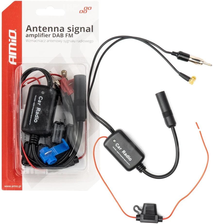 Radijo antenos signalo stiprintuvas 12V DAB/FM AMIO-04134