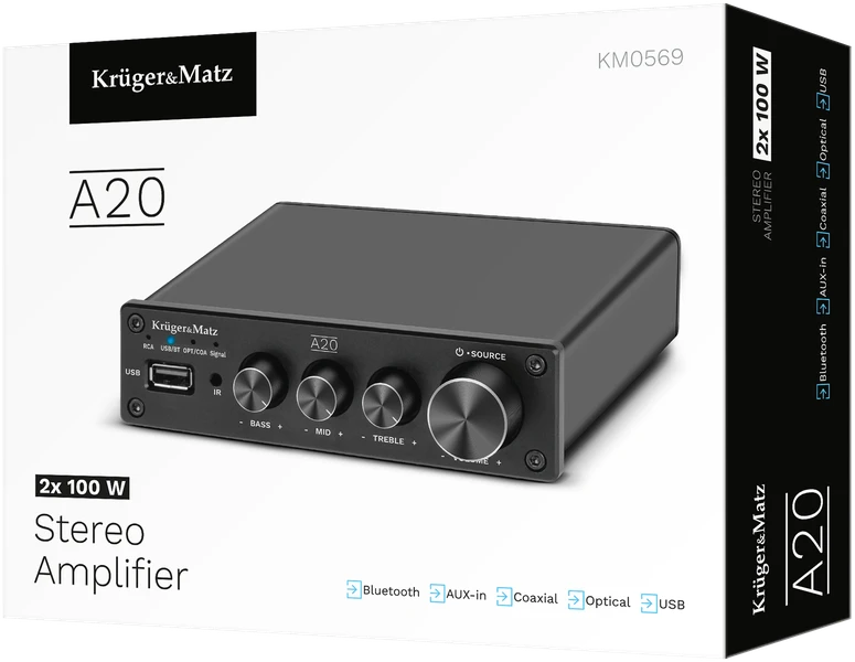 Stiprintuvas Kruger & Matz stereo stiprintuvo modelis A20