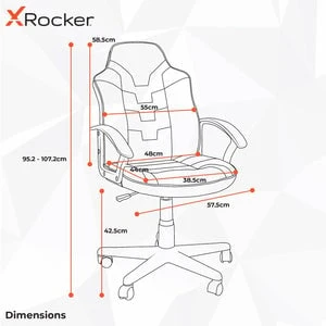 Xrocker „X-Rocker“ – „Saturn“ vidutinio atlošo ratukų elektroninio sporto žaidimų kėdė vaikams ir paaugliams – juoda/mėlyna