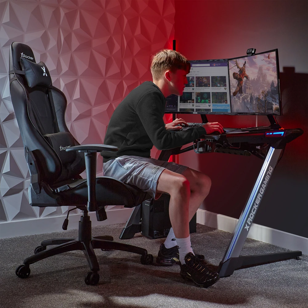 X Rocker „XROCKER AGILITY SPORT ESPORT“ kompiuterinė biuro žaidimų kėdė – juodos anglies spalvos