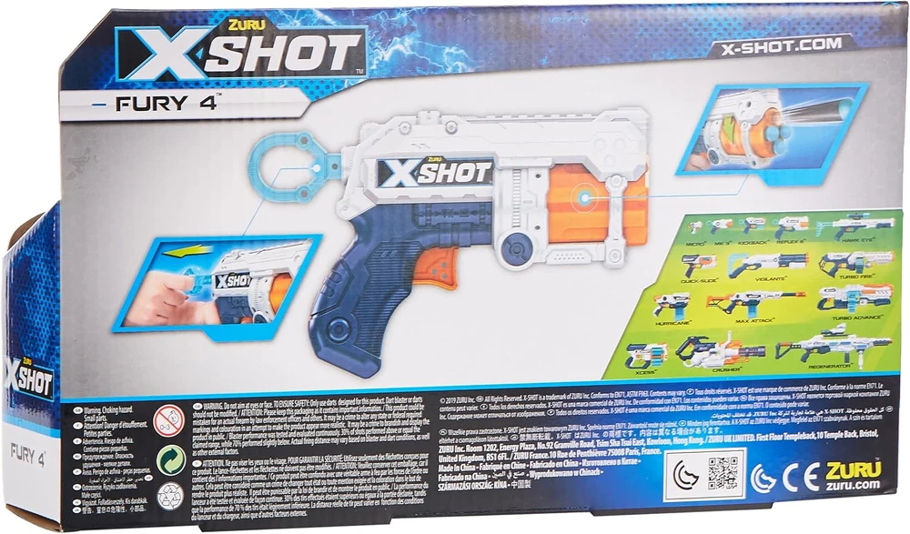 Zuru XSHOT - „Excel Fury 4“ putplasčio smiginio šaudyklė (16 smiginių)