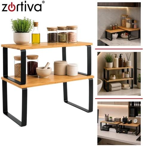 Xtrobb Zortiva bambukinių virtuvės lentynų rinkinys, 2 vnt.