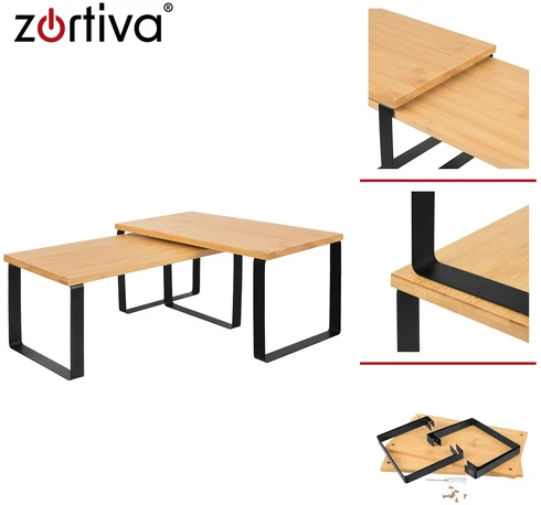 Xtrobb Zortiva bambukinių virtuvės lentynų rinkinys, 2 vnt.