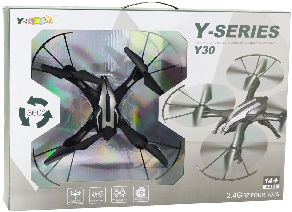 Lean Toys Modernus dronas Y30 su LED apšvietimu ir 360° apsisukimu