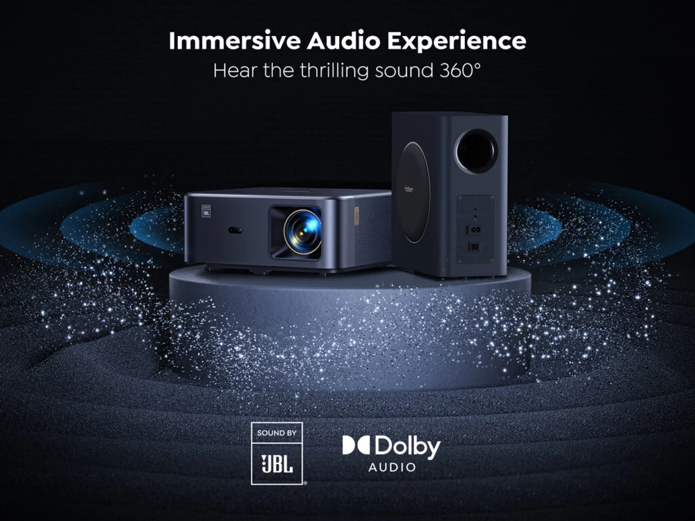 Yaber K2s Pro LCD FullHD 1080p Multimedia Projektorius su JBL kolonėlėmis and Subwoofer – juodos spalvos