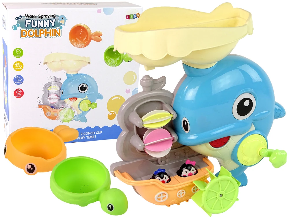 Vonios žaislas Lean Toys delfinas su kriokliu, 30x30x11 cm
