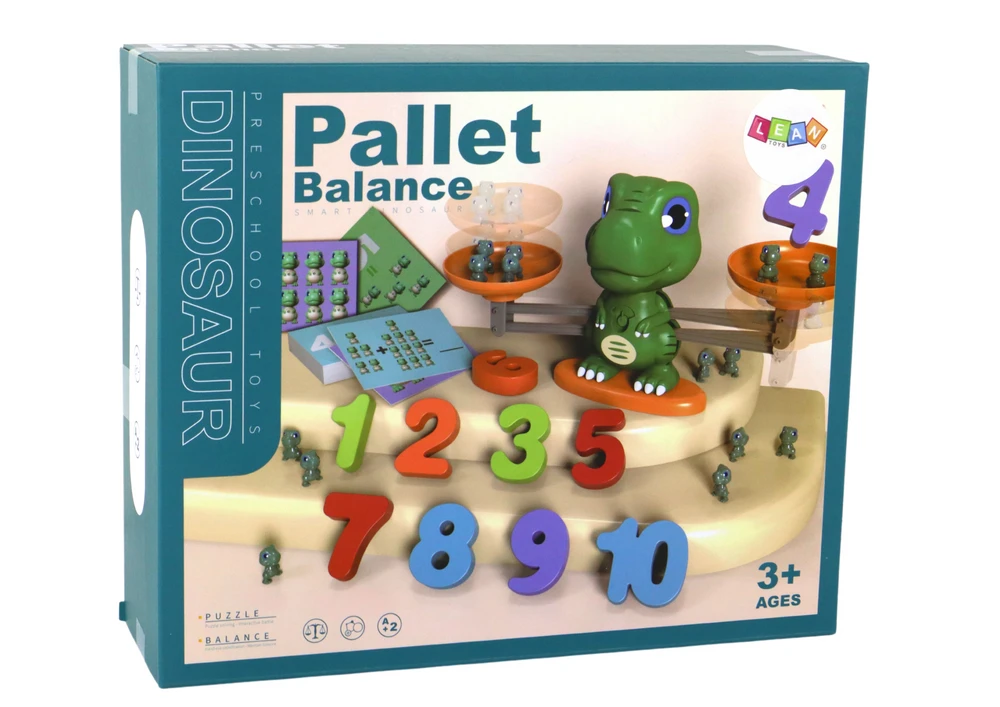 Lean Toys Matematinis Žaidimas Dinozauras su Svarstyklėmis