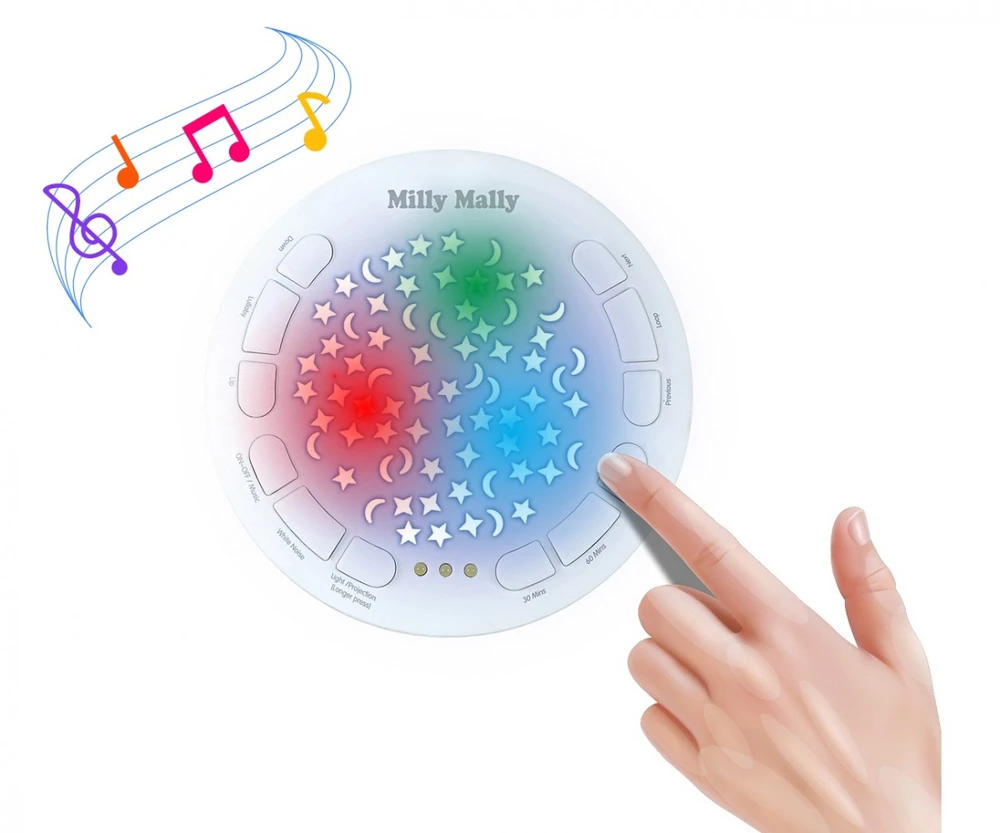 MILLY MALLY Milly Bear baltas pliušinis žaislas su projektoriumi