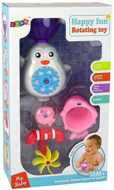 Vandens žaislas vaikams Lean Toys su pingvinu ir gėle