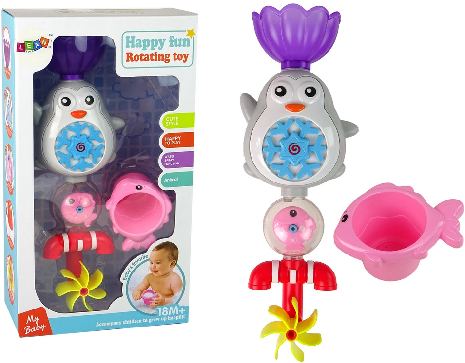 Vandens žaislas vaikams Lean Toys su pingvinu ir gėle