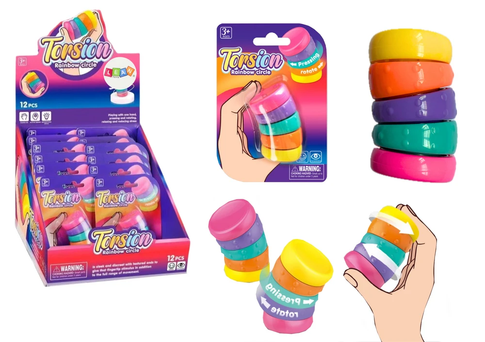 Lean Toys Sensorinis žaislas vaikams 'Vaivorykštės besisukantys ratai'